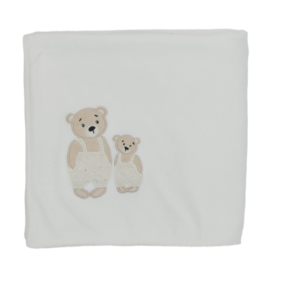 Bondoux Bear Applique Velour Blanket