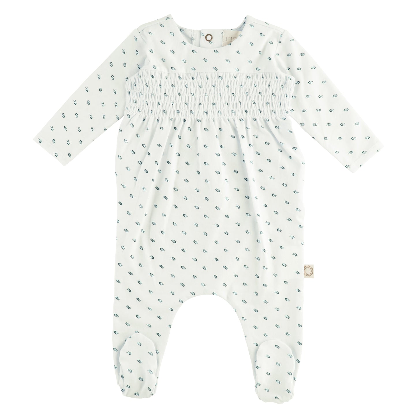 Citrine Smocked Print Onesie