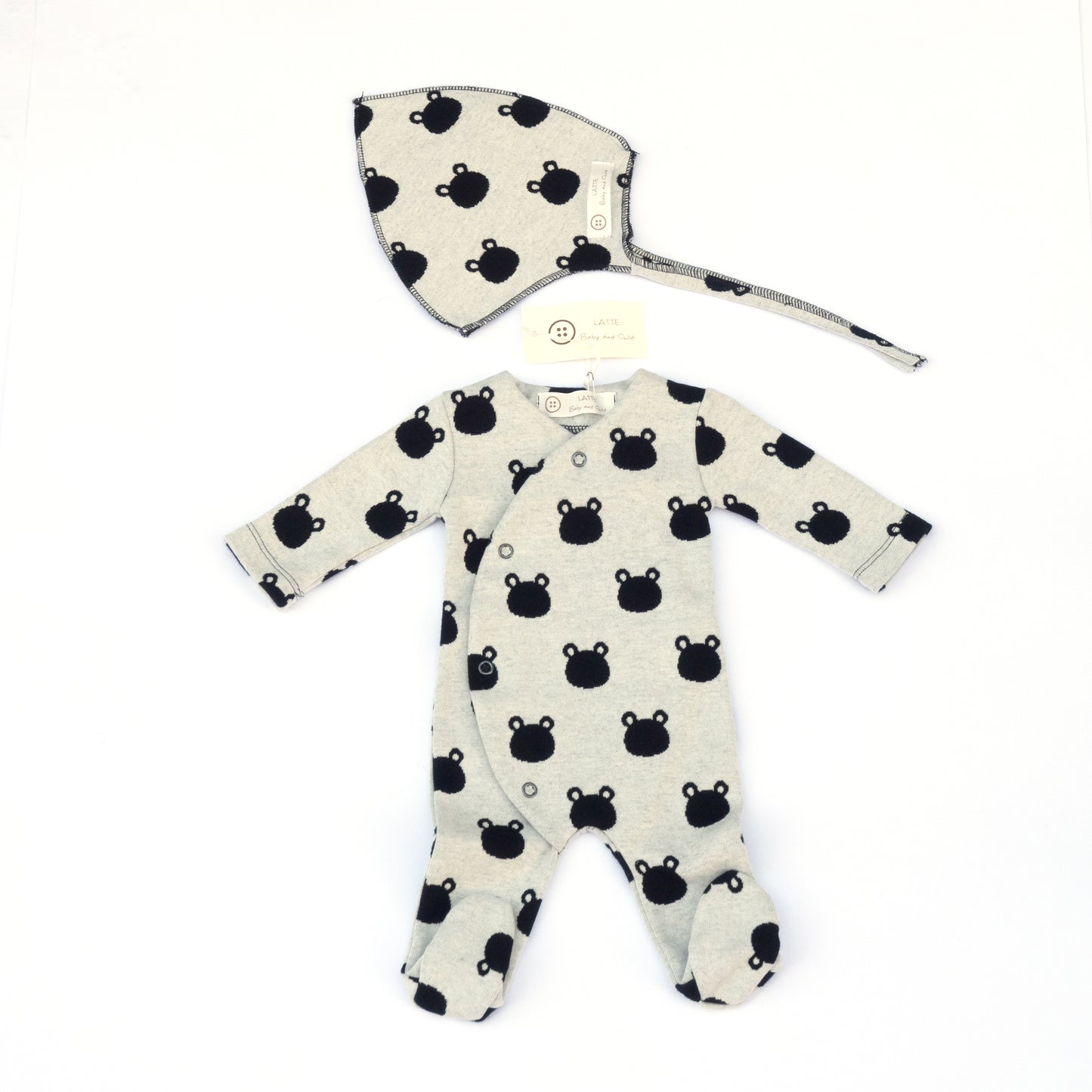 Latte Cappello Bear Footie & Bonnet