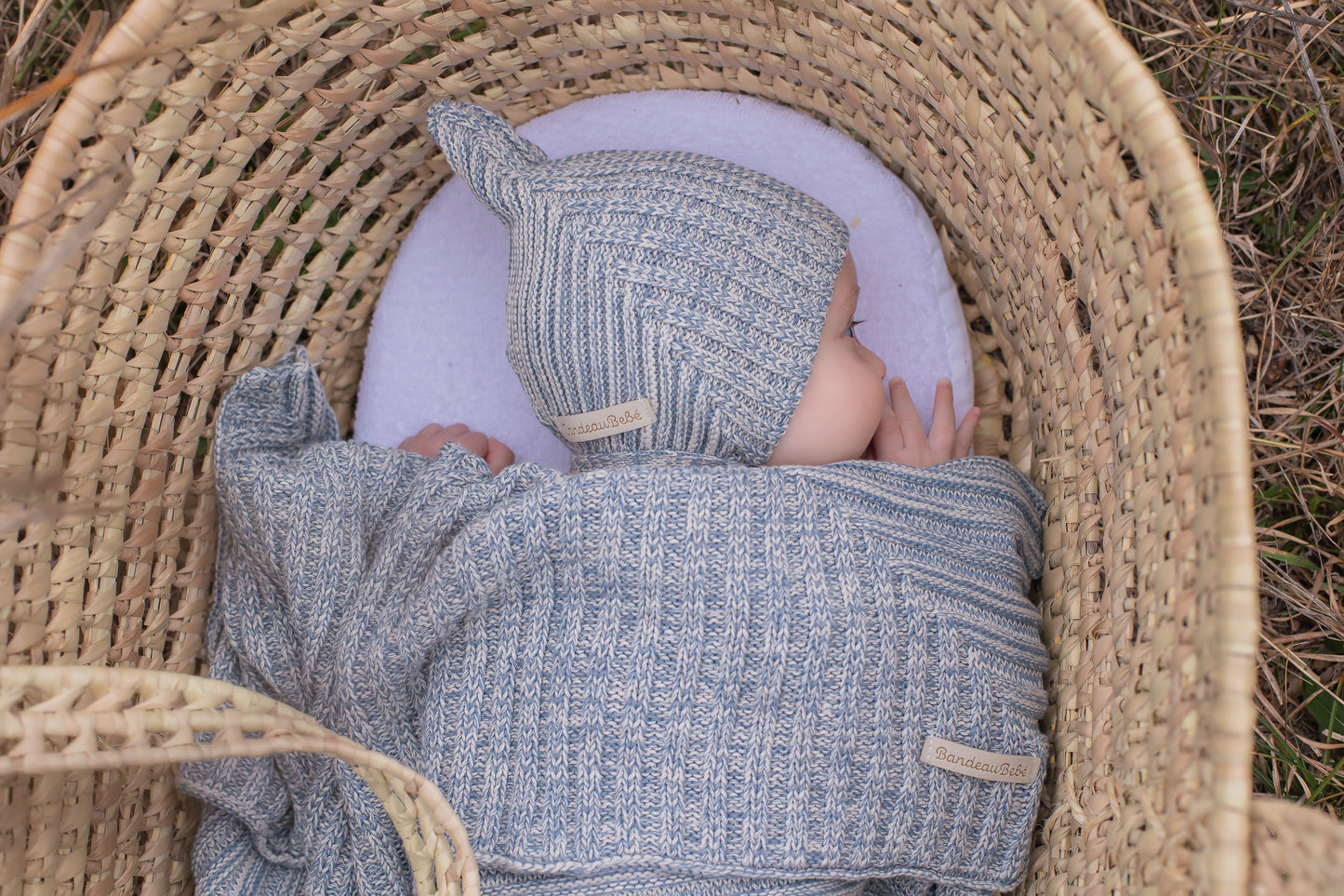 Bandeau Knit Blanket & Bonnet Set