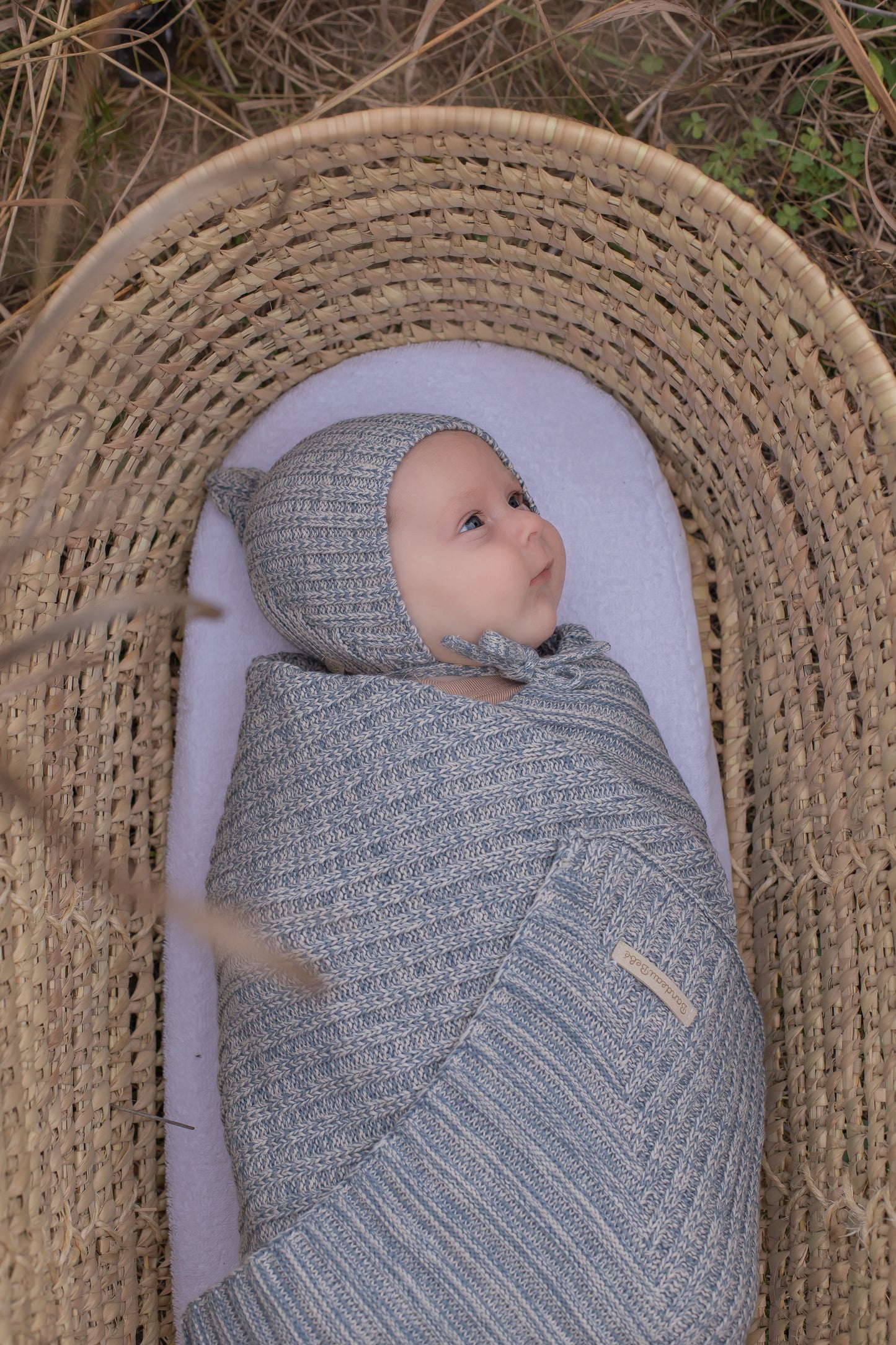 Bandeau Knit Blanket & Bonnet Set